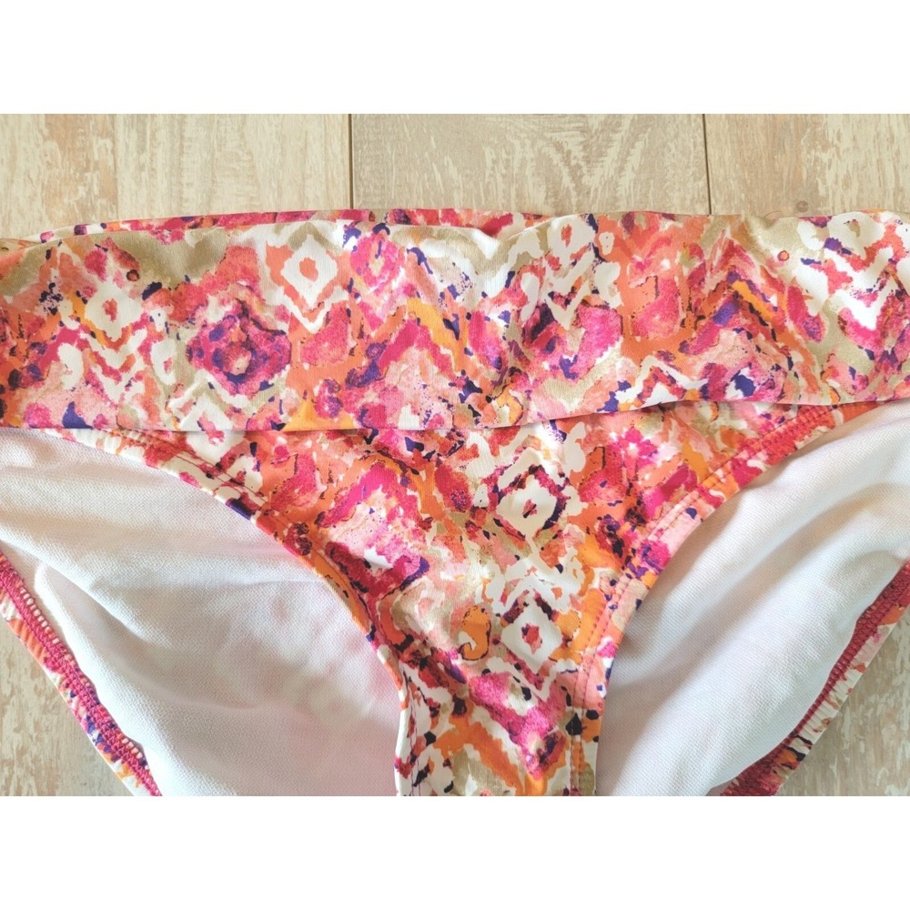 Apt 9 Women's Swimwear Bikini‎ Bottom Size Large Bandeau Pink Orange Wht NWT - Picture 3 of 4